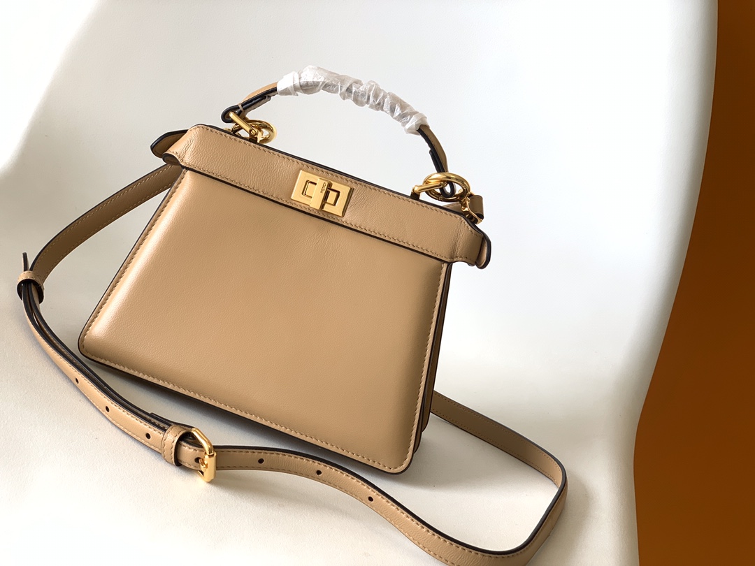 Fendi Peekaboo ISeeU Petite Cappuccino-colored Padded Nappa Leather Bag